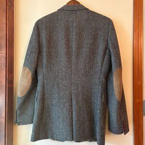 VTG Tweed Blazer Herringbone Sport Coat Wool Elbow Patches Classic Country Sz M